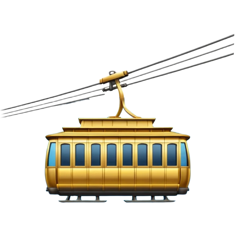 golden aerial tramway resembling the standard cable car emoji emoji