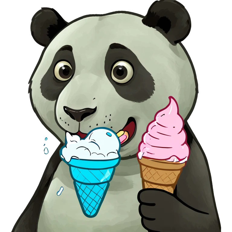 Panda eating ice cream emoji