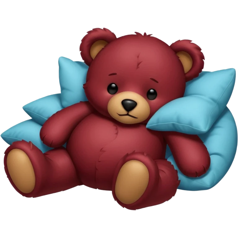 Maroon colored teddy bear sleeping emoji