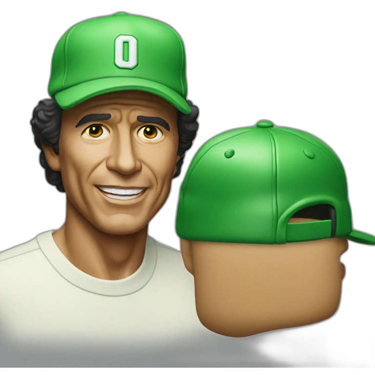 Hyperrealist Julio iglesias with green cap emoji