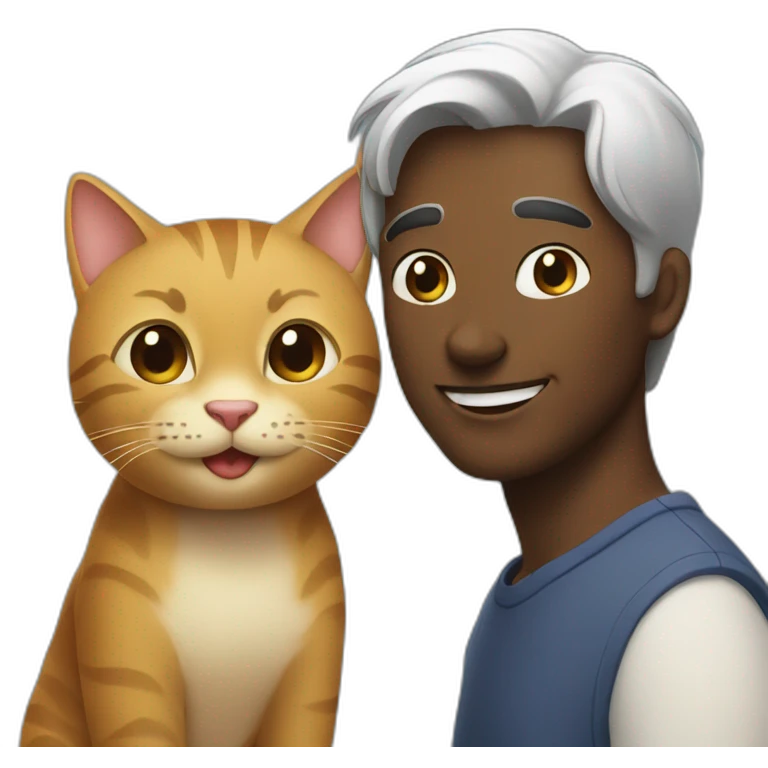 man and cat smiles each other emoji