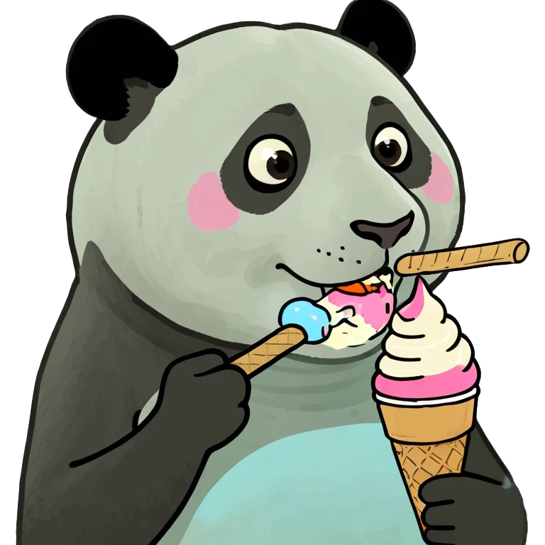Panda eating ice cream emoji