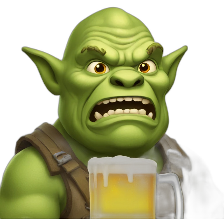 swamp ogre from movie drinking beer emoji