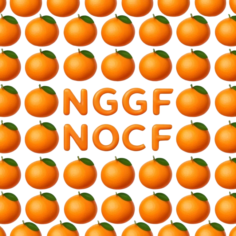 Oranges arranged in the shape of the letters "NGF" emoji