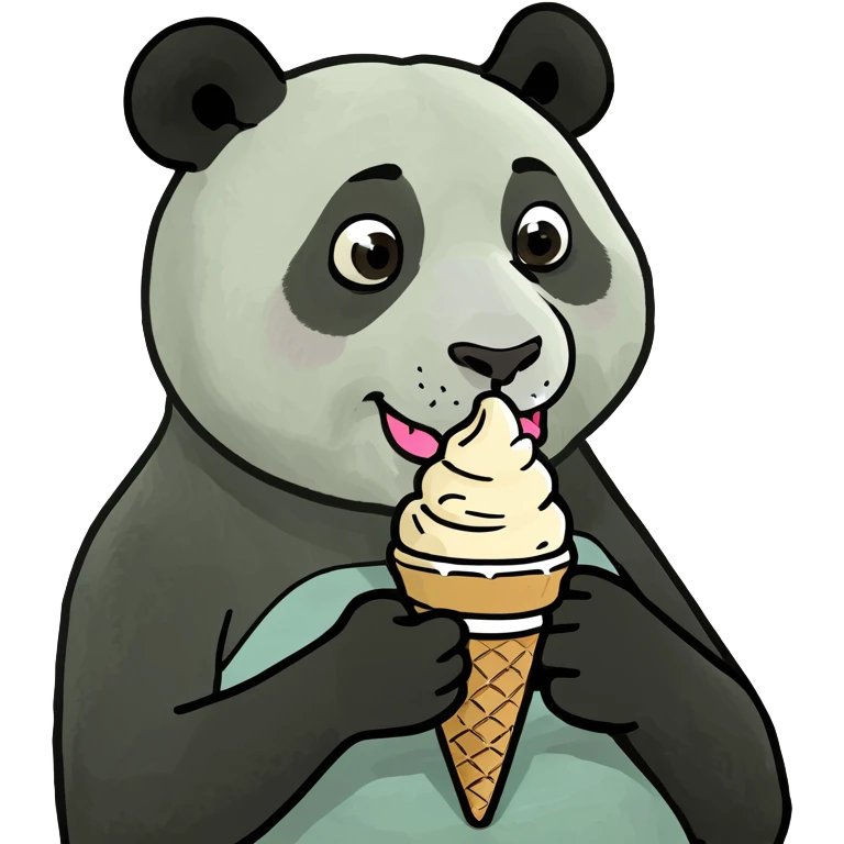 Panda eating ice cream emoji