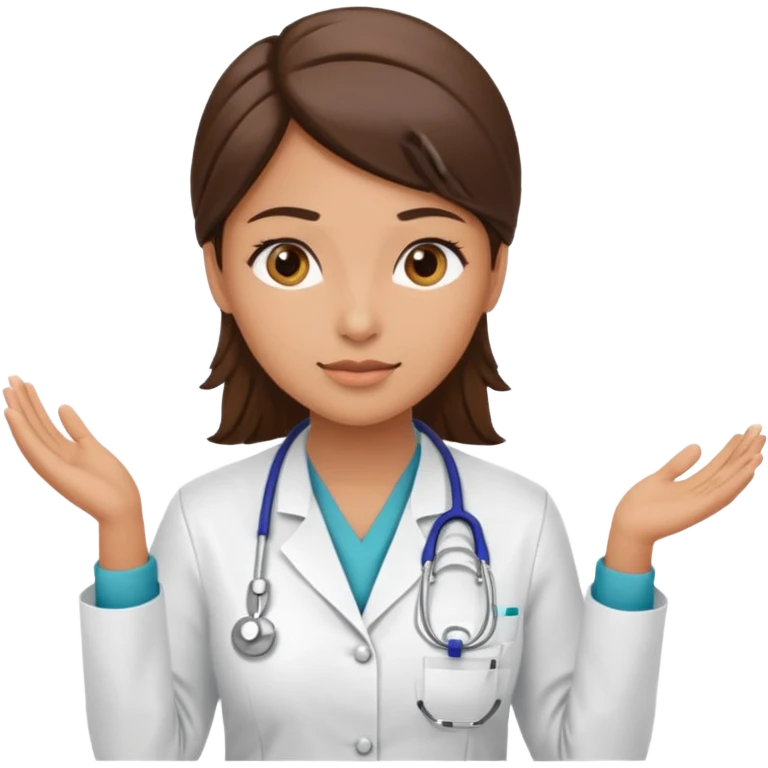 A female office worker who undertakes the work or tasks to respond to the customer's sales request, no head headsets or telephones. Can you add a medical background to better set the context? emoji