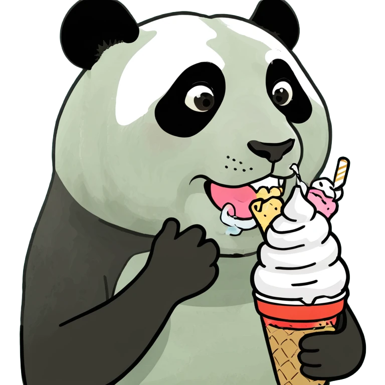 Panda eating ice cream emoji