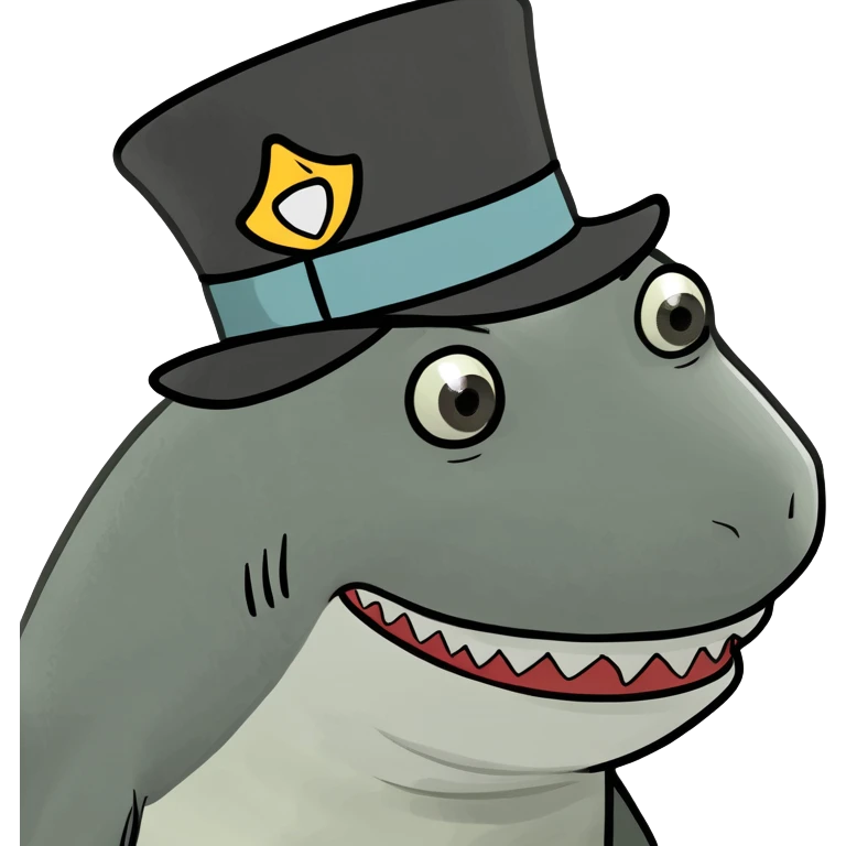 Shark with a top hat emoji