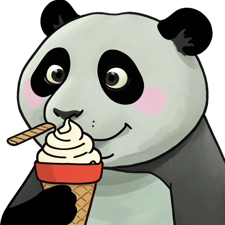 Panda eating ice cream emoji