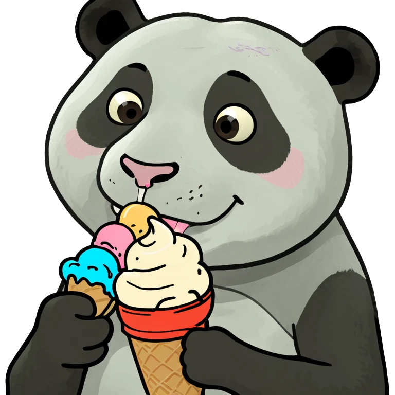 Panda eating ice cream emoji
