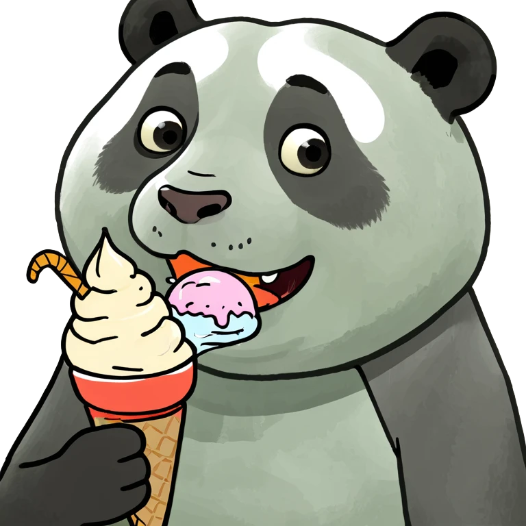Panda eating ice cream emoji