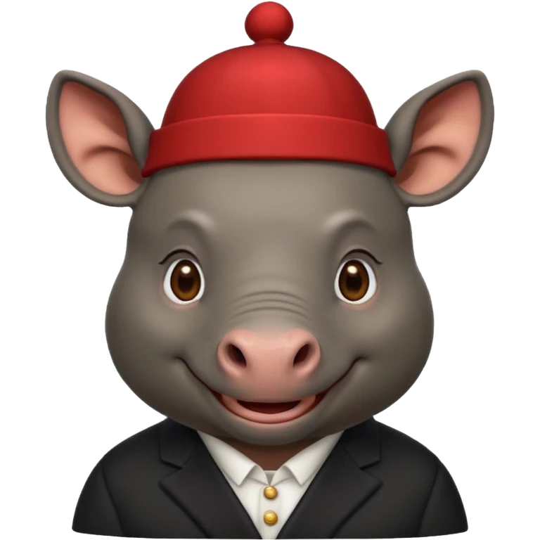 black suited rhino with fes hat emoji