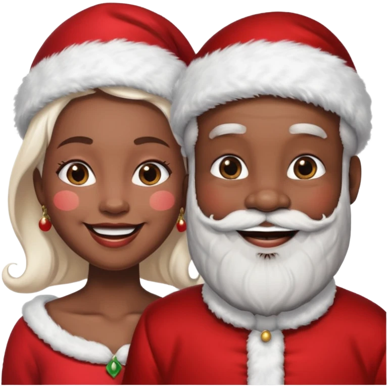 Black Santa with White Mrs. Santa emoji