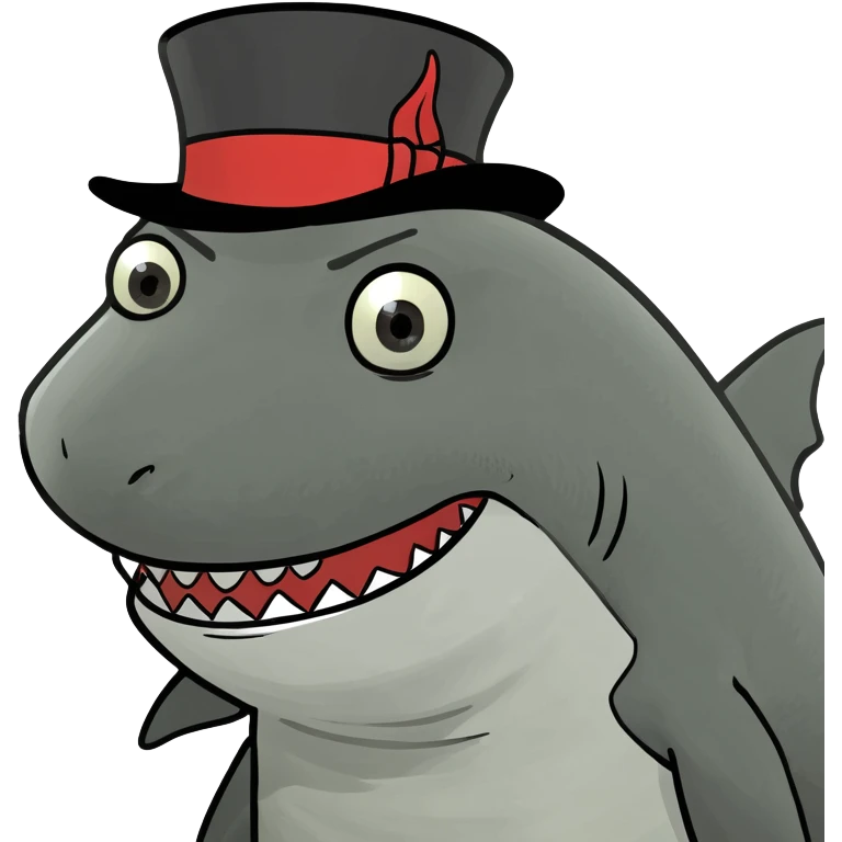 Shark with a top hat emoji