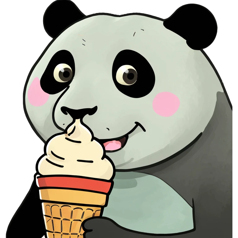 Panda eating ice cream emoji