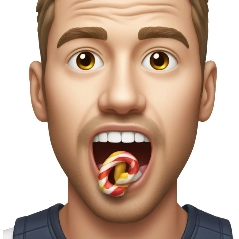man licking a candy with his tongue emoji