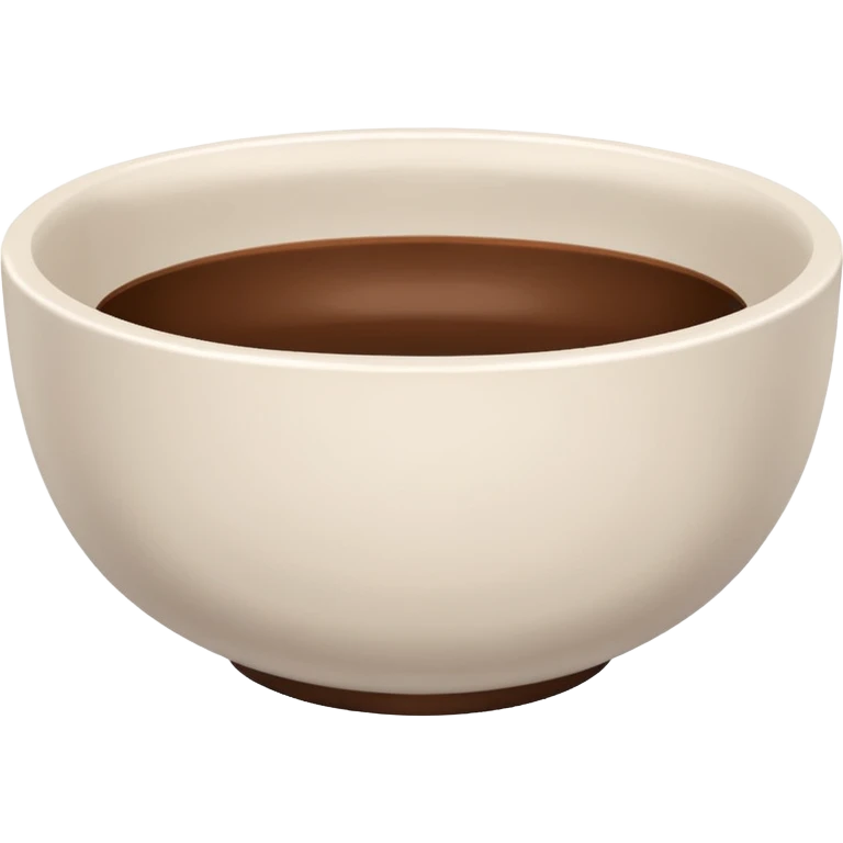 white bowl with a flat solid brown fill inside, no liquid effect, no gloss emoji