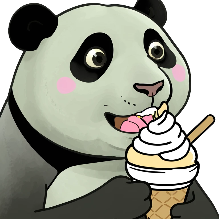 Panda eating ice cream emoji
