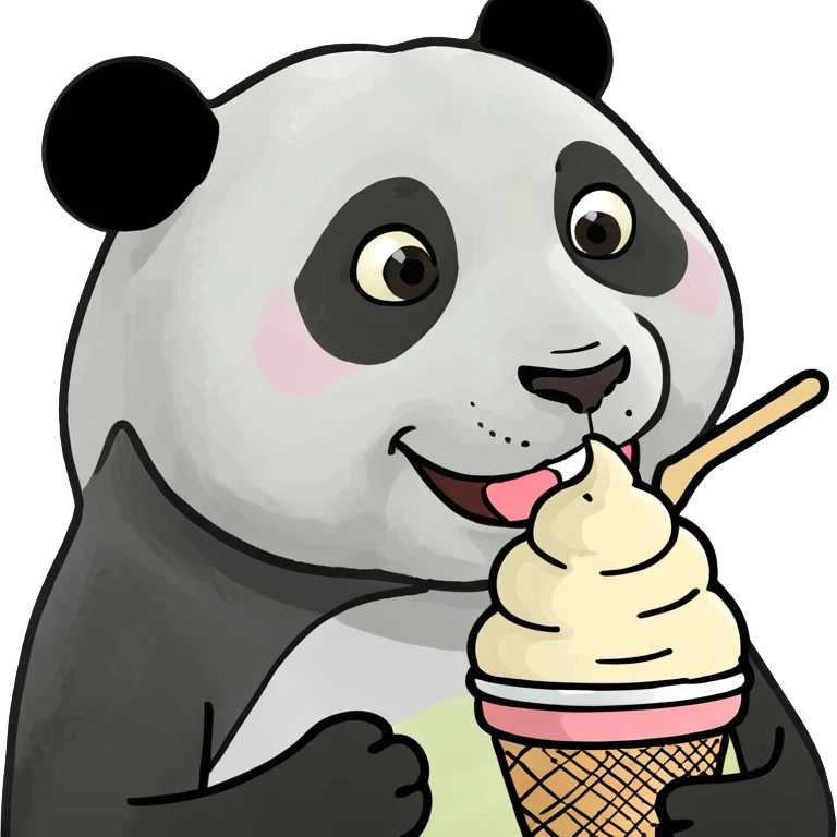 Panda eating ice cream emoji