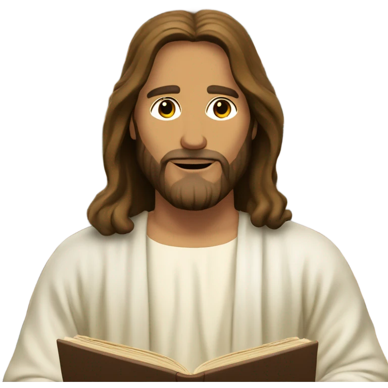 Jesus at the library reading emoji