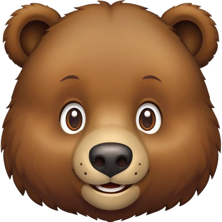Friendly Russian brown bear face, front view, iOS emoji style emoji