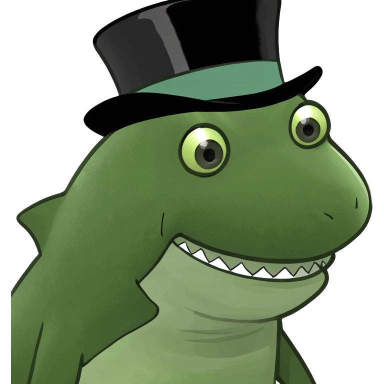 Shark with a top hat emoji
