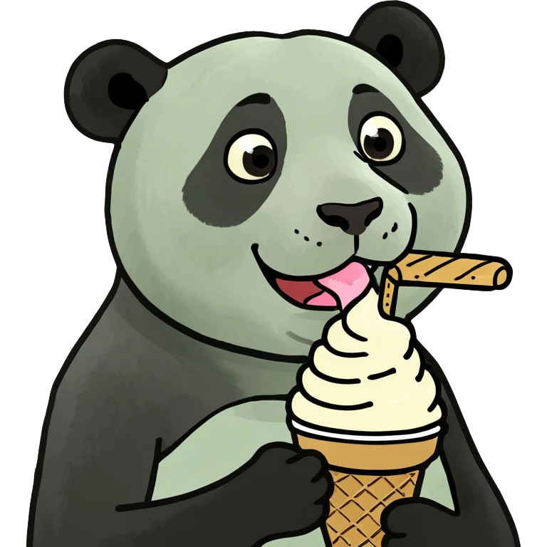 Panda eating ice cream emoji