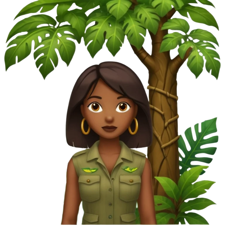 an woman with jungle tree emoji