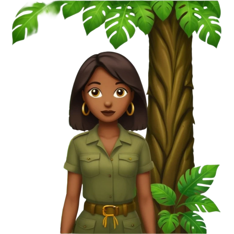 an woman with jungle tree emoji