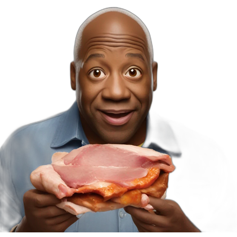 Dave Benson Phillips eating pork emoji