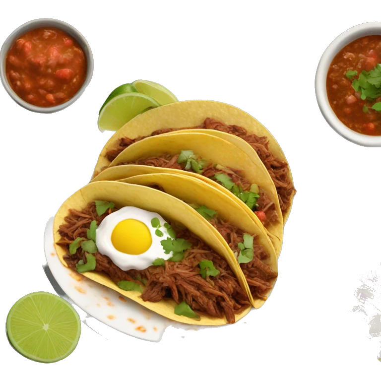 A plate of birria tacos with a side bowl of consume  emoji