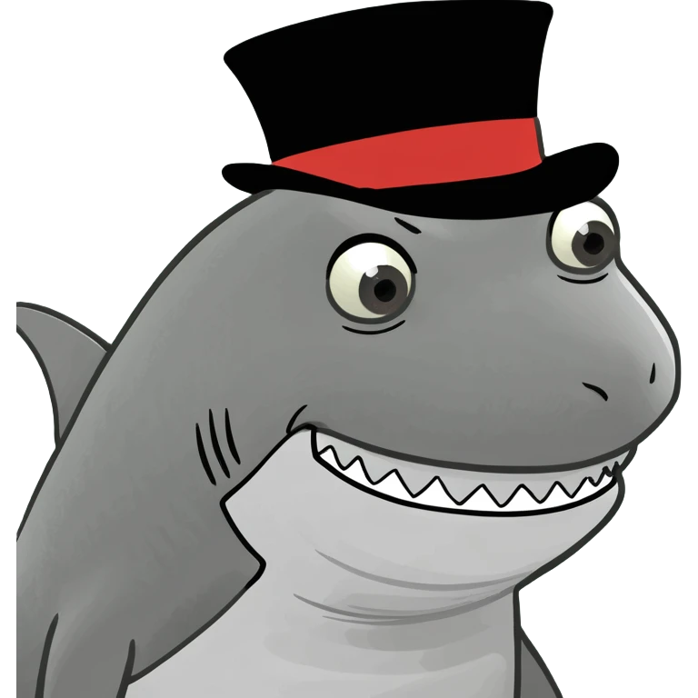 Shark with a top hat emoji