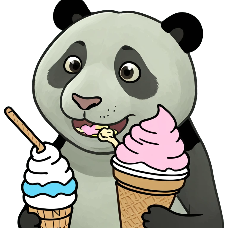 Panda eating ice cream emoji