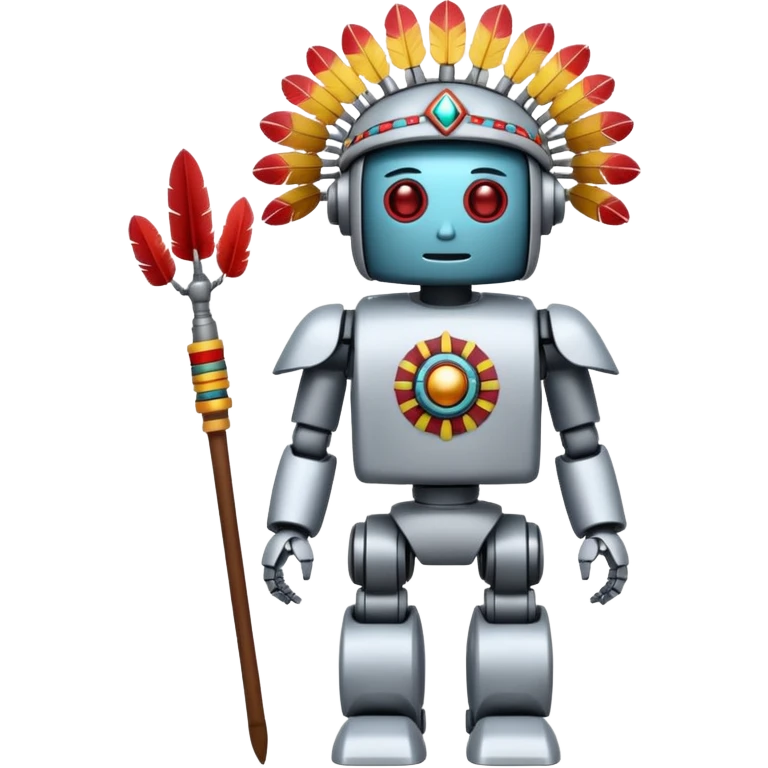 Full Robotic figure wearing native American regalia emoji