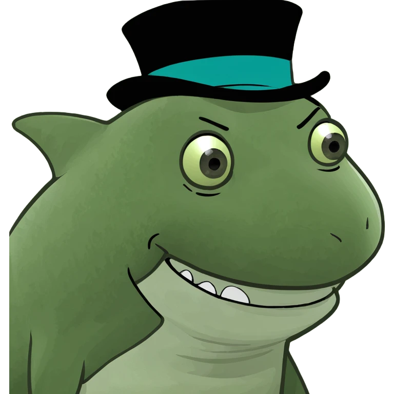 Shark with a top hat emoji