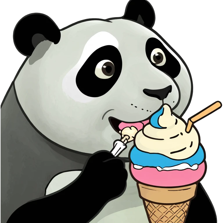 Panda eating ice cream emoji