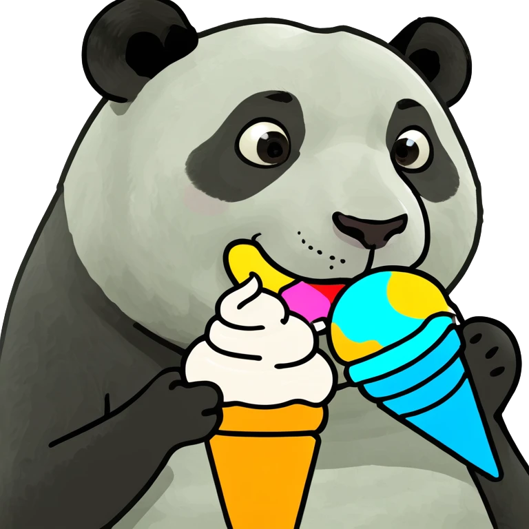 Panda eating ice cream emoji