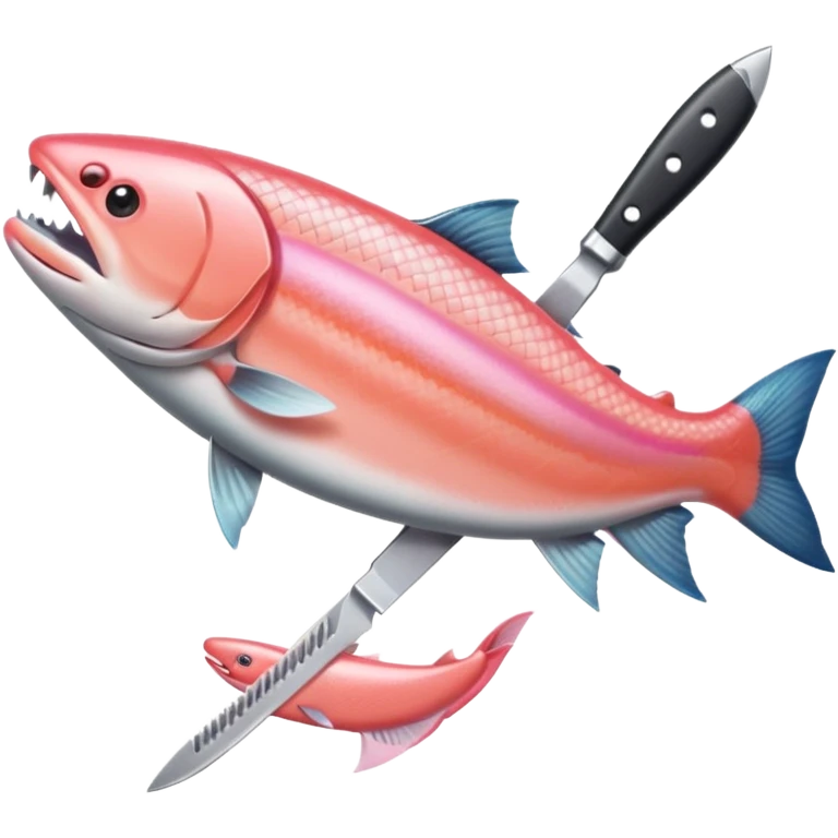 Salmon holding a knife emoji