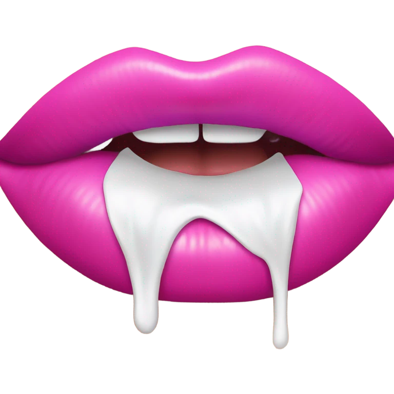 White paint dripping from hot pink ombre glossy lips emoji
