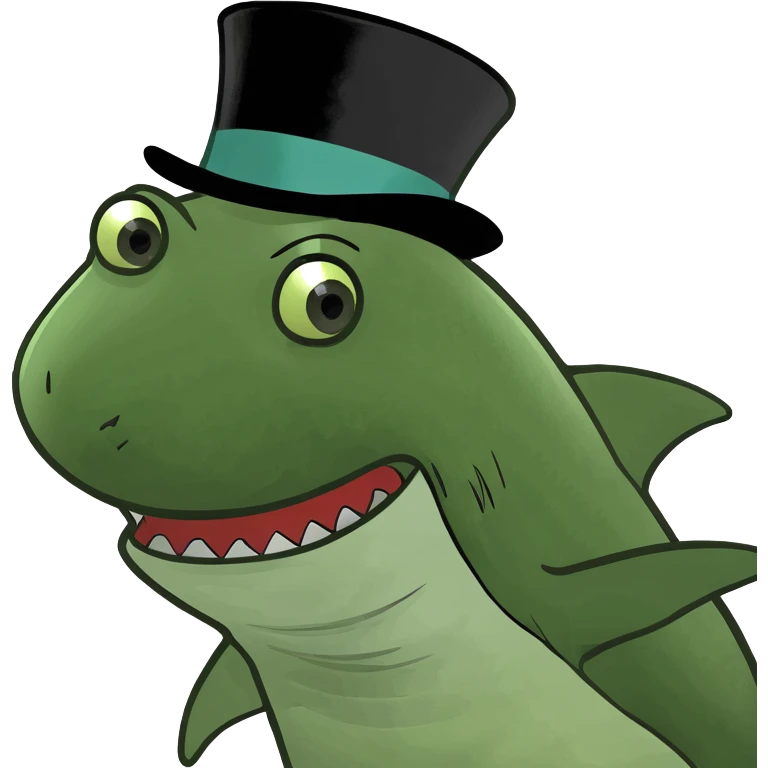Shark with a top hat emoji