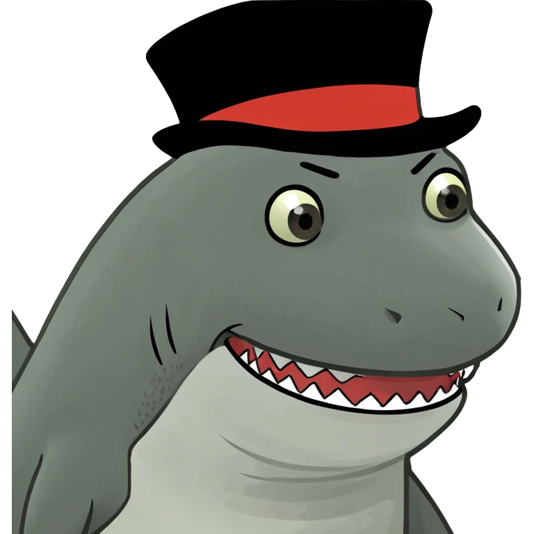 Shark with a top hat emoji