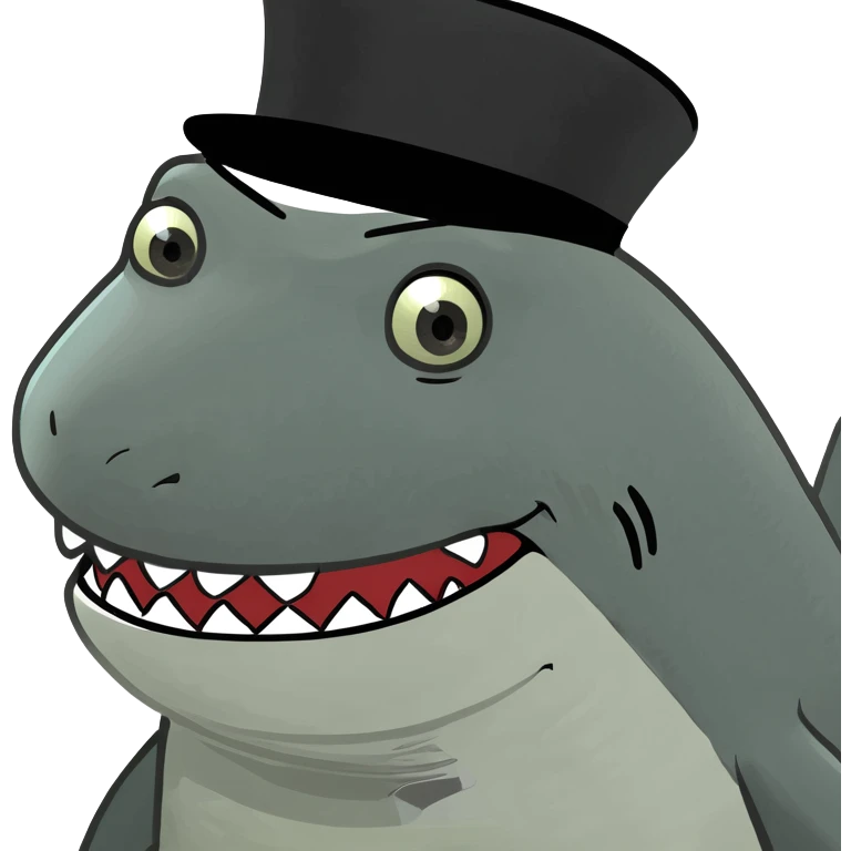 Shark with a top hat emoji