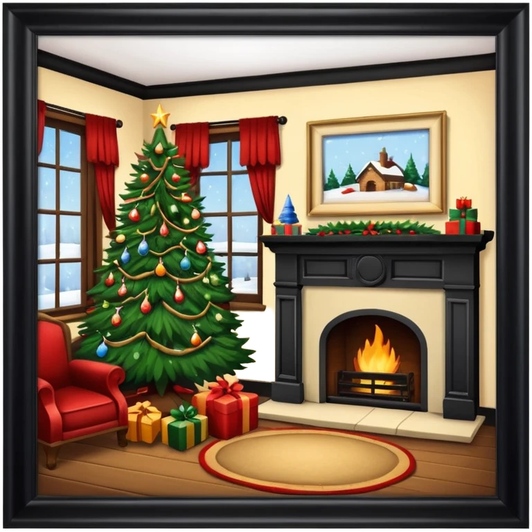 Interior early American Christmas scene emoji