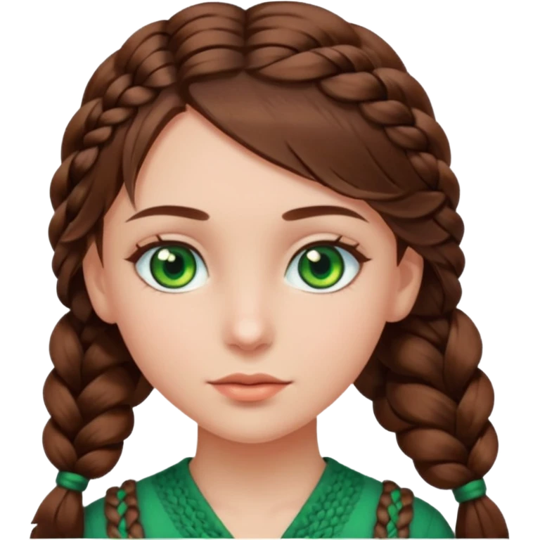 D’une fille au yeux vert avec les cheveux marron mode tresse collée et voilà  emoji