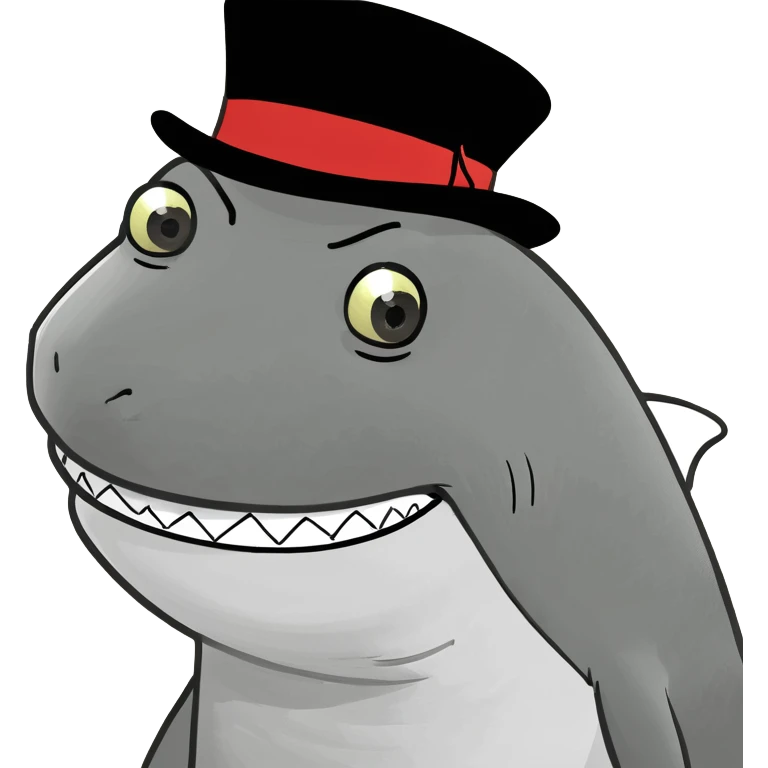 Shark with a top hat emoji
