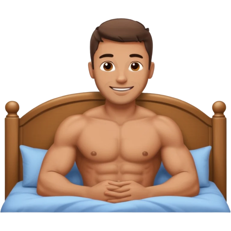 naked handsome man in bed invites you to join emoji