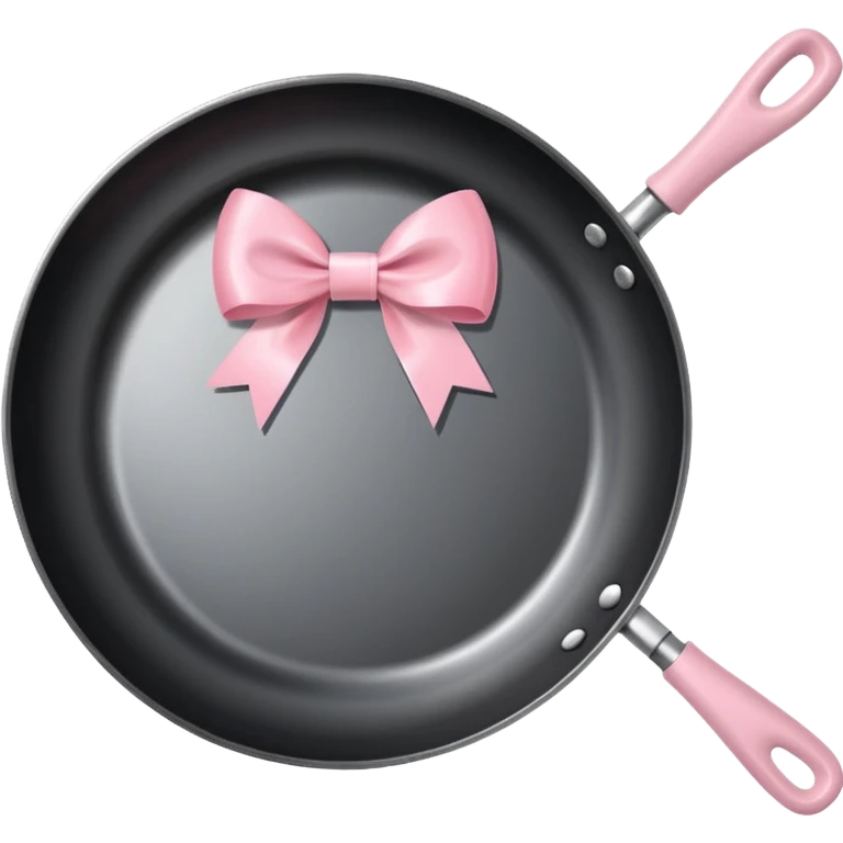 frying pan with light pink bow on handle emoji