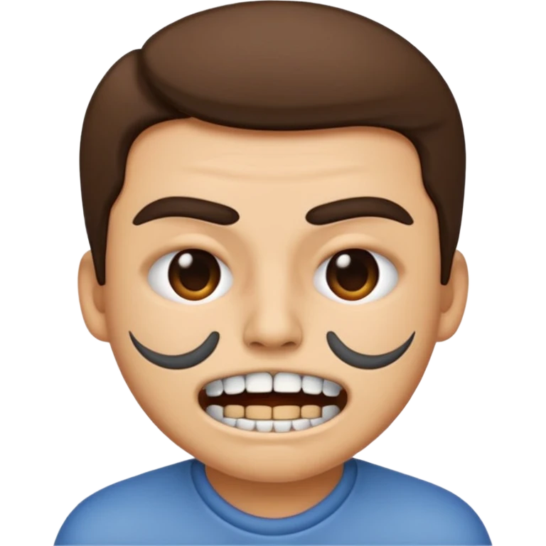 realistic grinding teeth emoji with their mouth closed emoji