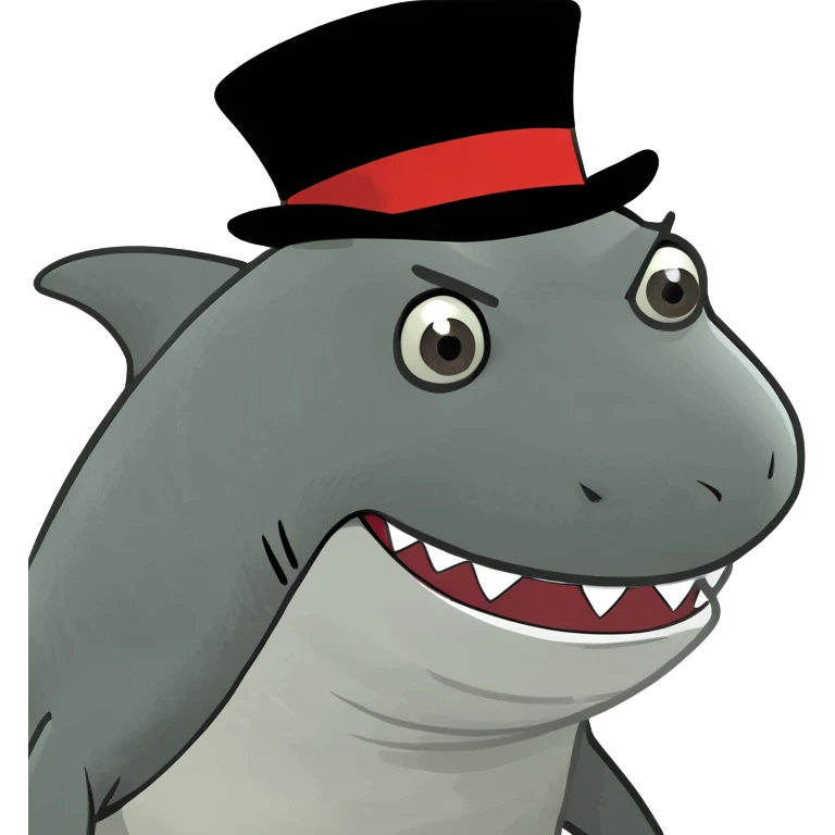 Shark with a top hat emoji