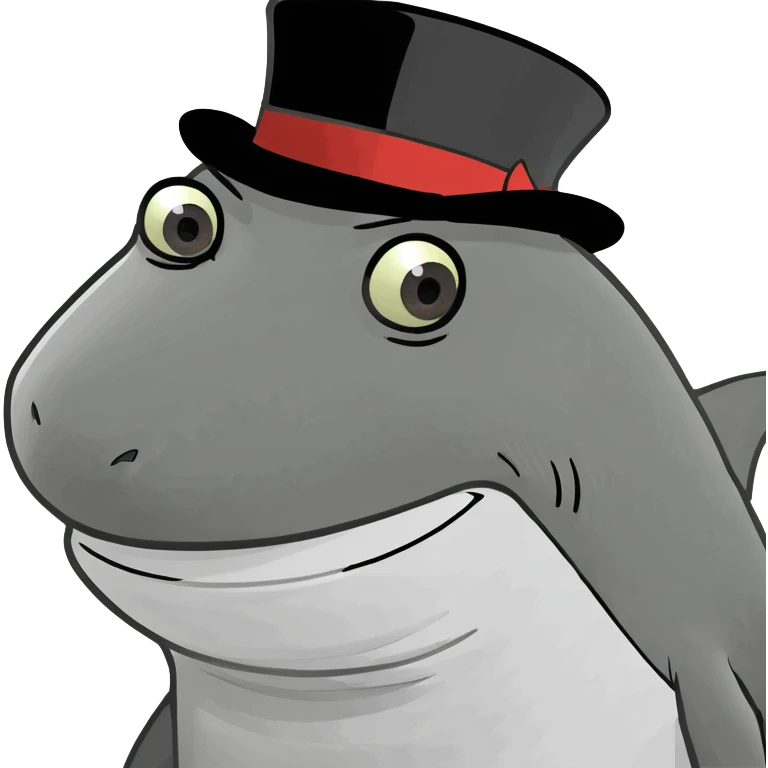 Shark with a top hat emoji